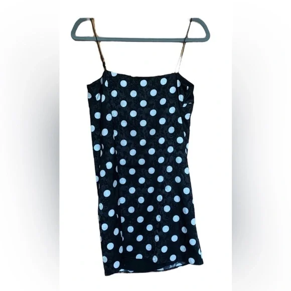TOPSHOP polka dot black and white cami shift dress - Picture 4 of 4